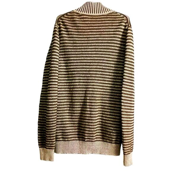 New Sean John Cardigan Sweater Mens XXL Tall 2XLT Ribbed Button Up Brown Stripes - Picture 4 of 8